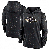 Women's Baltimore Ravens Nike Anthracite 2021 NFL Crucial Catch Therma Pullover Hoodie